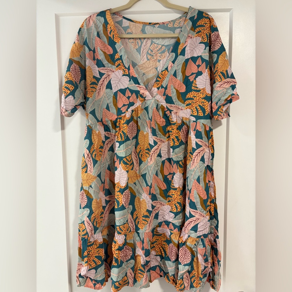 Cupshe Soft Tropics Short Sleeve Mini Dress